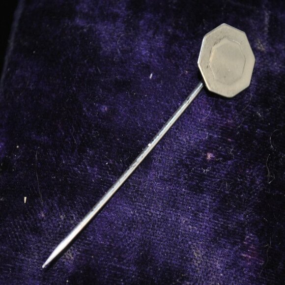 Antique/Vintage Sterling Silver Octagon Stick / Tie Pin - Picture 4 of 10